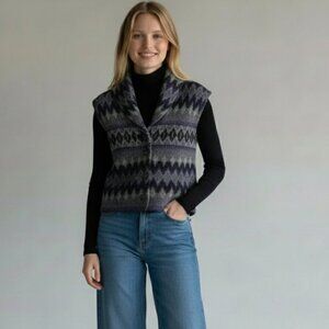 Ralph Lauren Lambswool Sweater Vest Shawl Collar Aztec Western Navajo Women’s M
